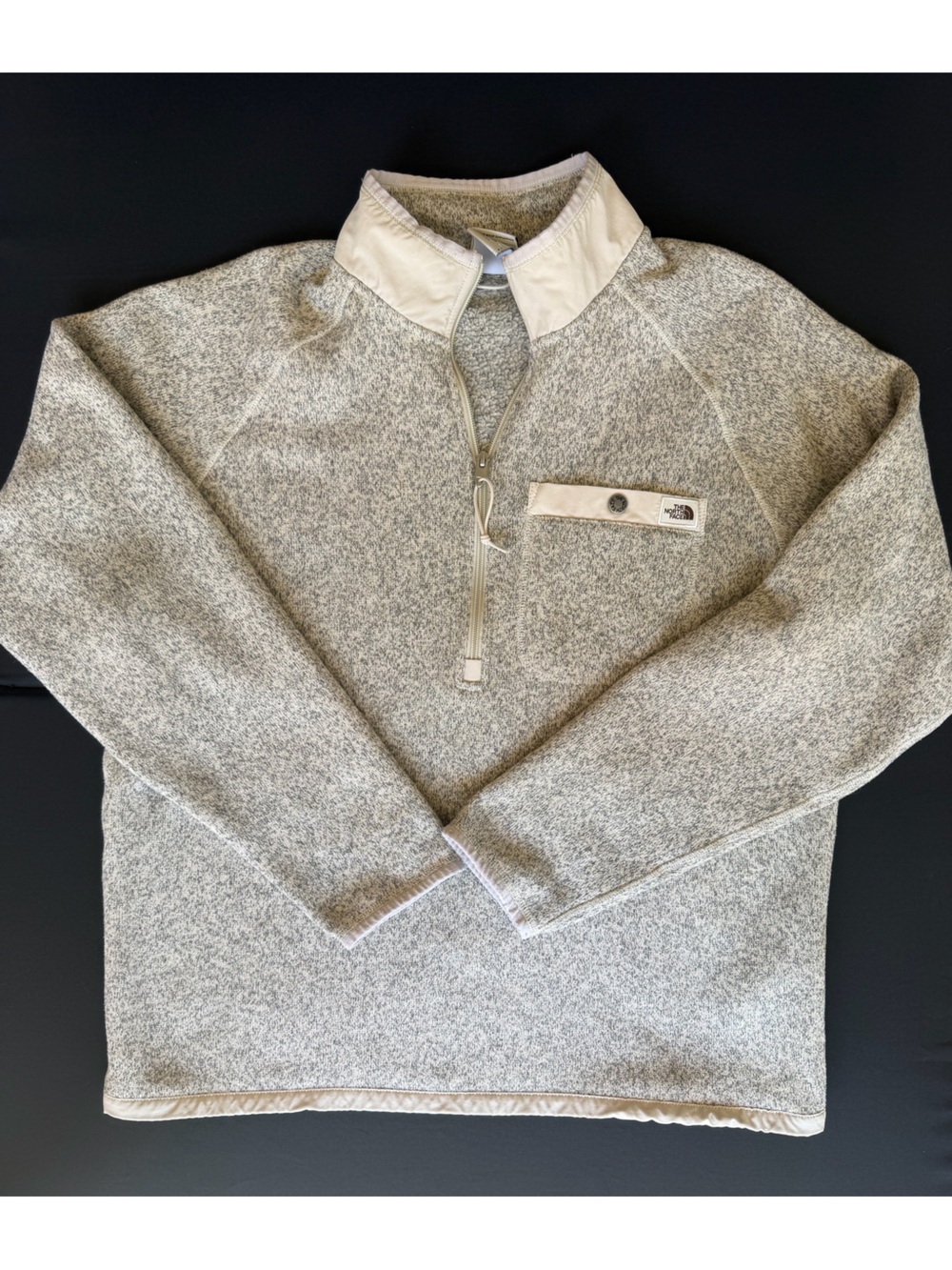 The North Face Dunraven Sherpa Quarter Zip Fleece Pullover Oatmeal Large Men's